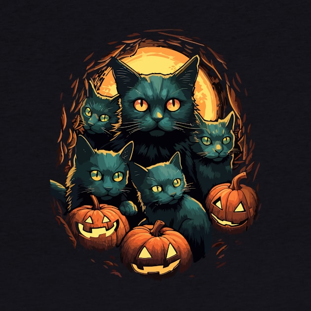 Halloween Scary Black Cats Cute Pumpkin by Ramadangonim